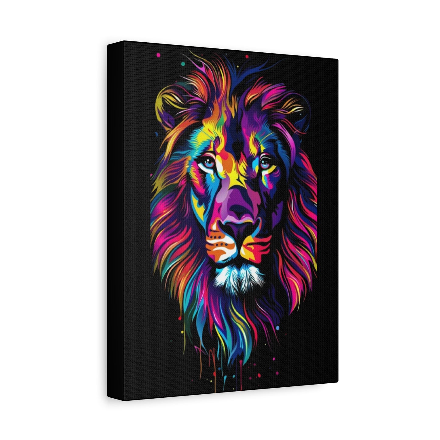 Neon Lion Art Canvas, Colorful Wall Decor, Animal Lover Gift, Home Decoration, Boho Style - VYBE Shop