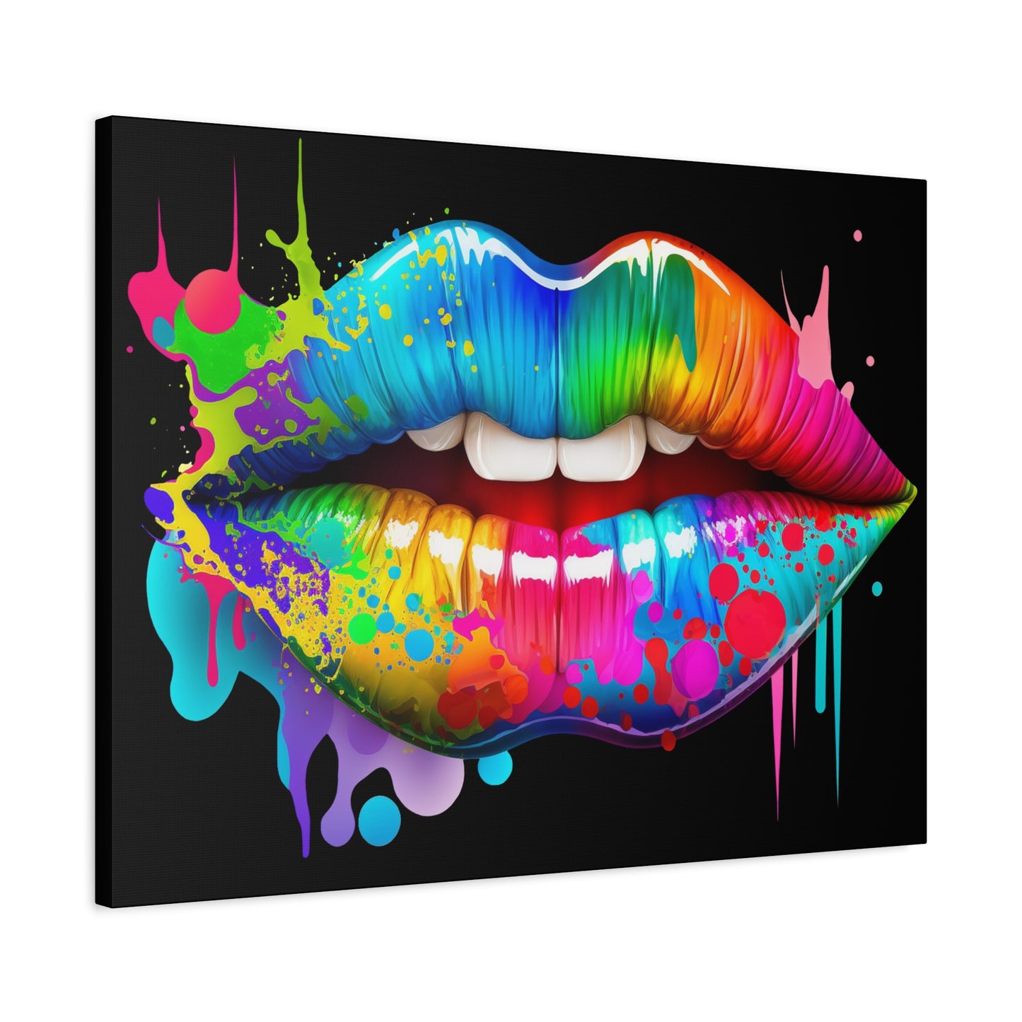 Neon Lip Art Canvas Wall Decor, Vibrant Lips Art, Pop Art Canvas, Home Decor, Gift for Art Lovers, Colorful Wall Art - VYBE Shop