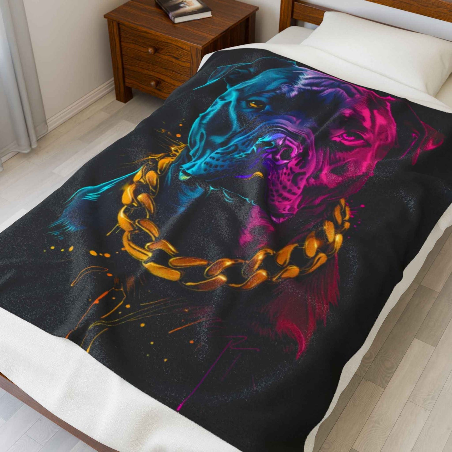 Colorful Dog Art Plush Blanket
