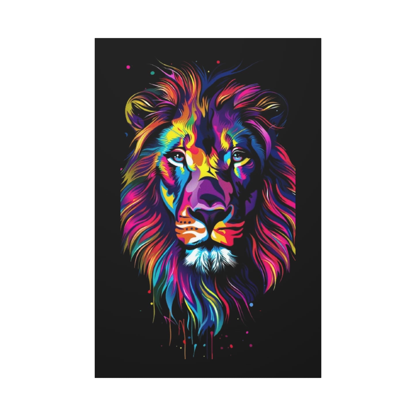 Neon Lion Art Canvas, Colorful Wall Decor, Animal Lover Gift, Home Decoration, Boho Style - VYBE Shop