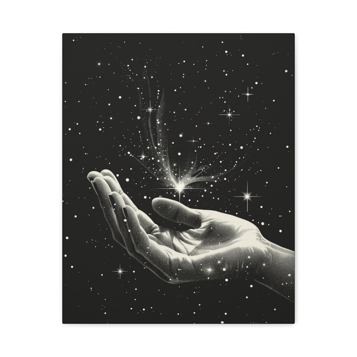 Stretched Canvas Wall Art, Celestial Hand Design, Spiritual Home Decor, Modern Art for Living Room, Gift for Space Lovers - VYBE Shop