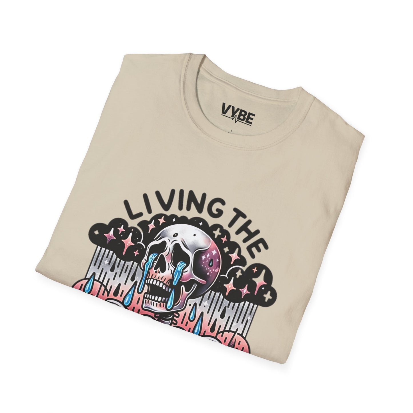 Funny- Living the Dream Skull Graphic T-Shirt - VYBE Shop