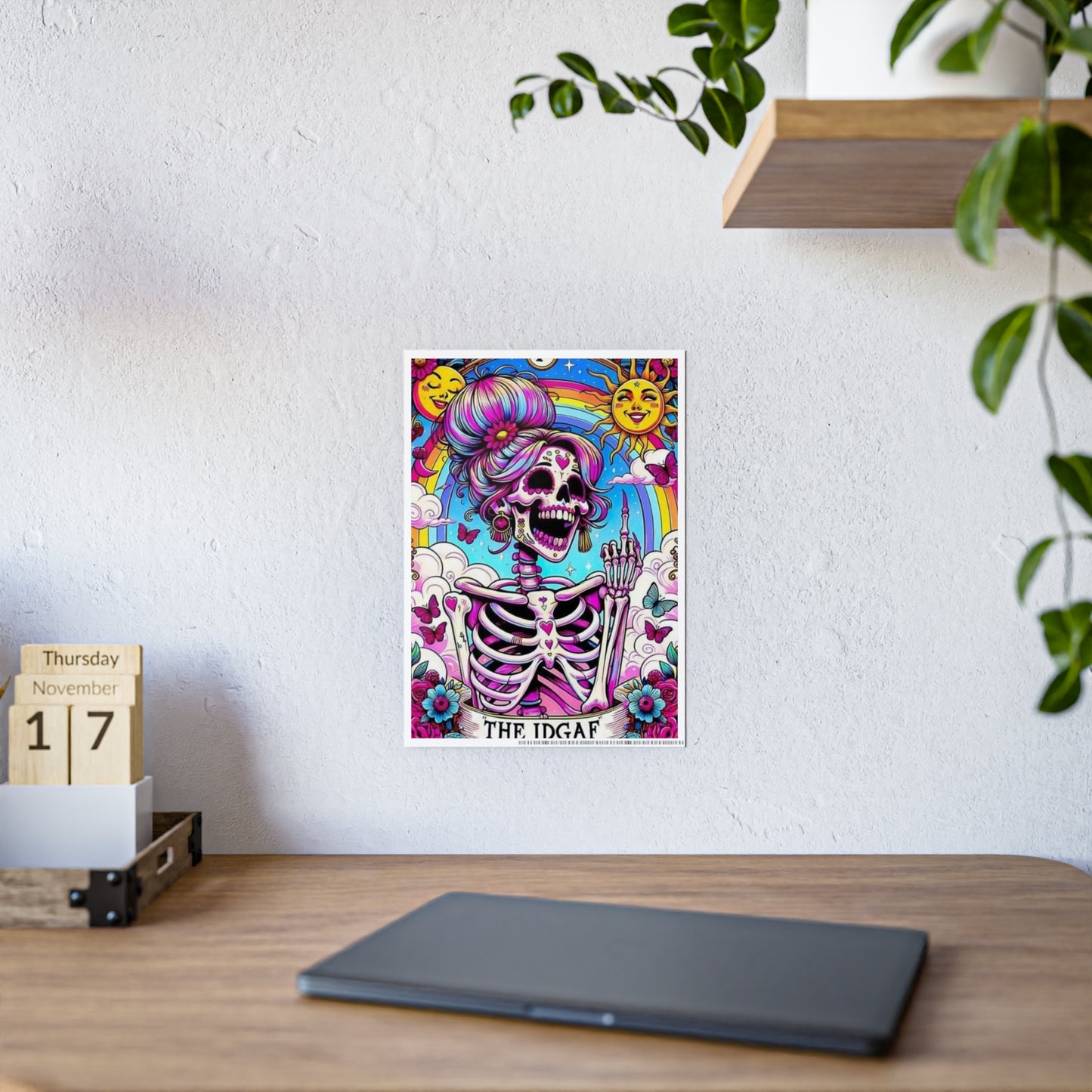 Idgaf Skeleton Wall Poster, Tarot - VYBE Shop