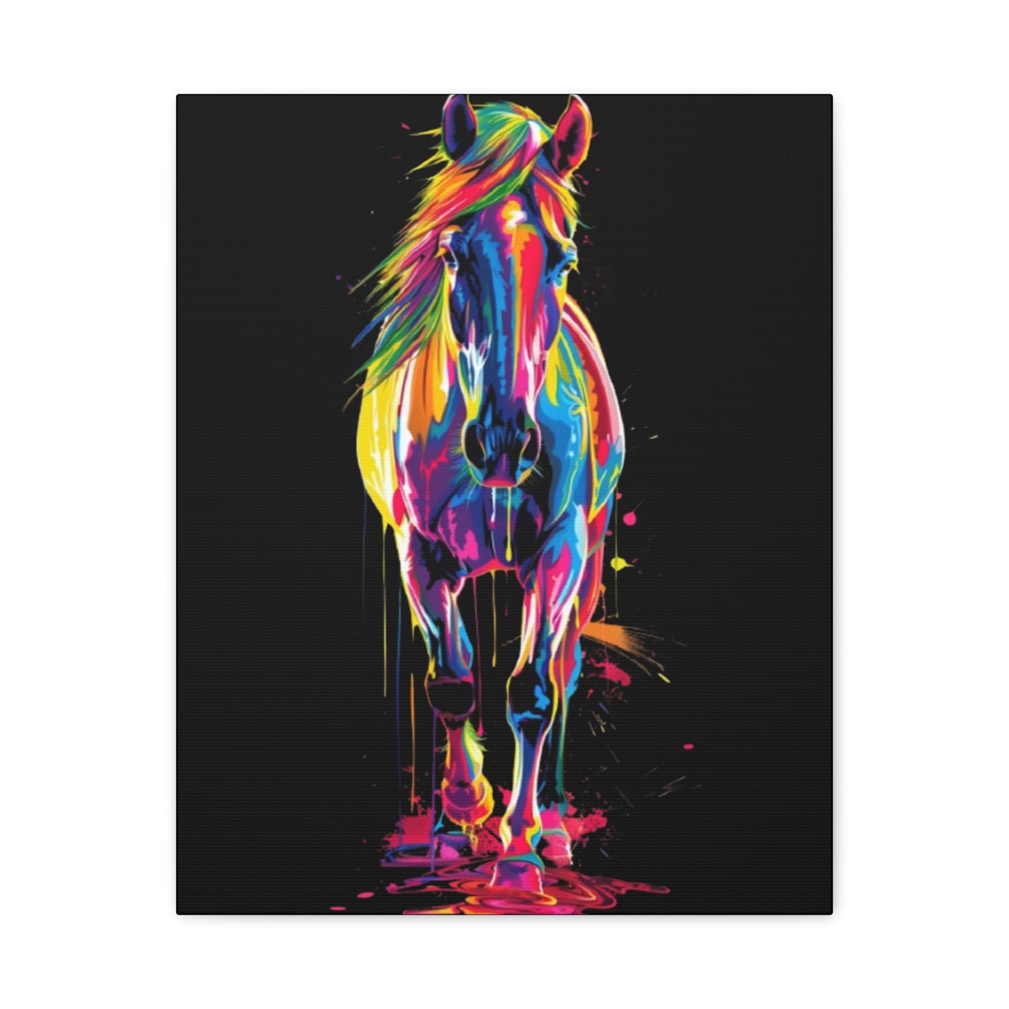 Neon Horse Canvas Art Print, Colorful Wall Decor for Animal Lovers, Horse Lover Gift, Equine Home Decor, Art for Kids Room - VYBE Shop