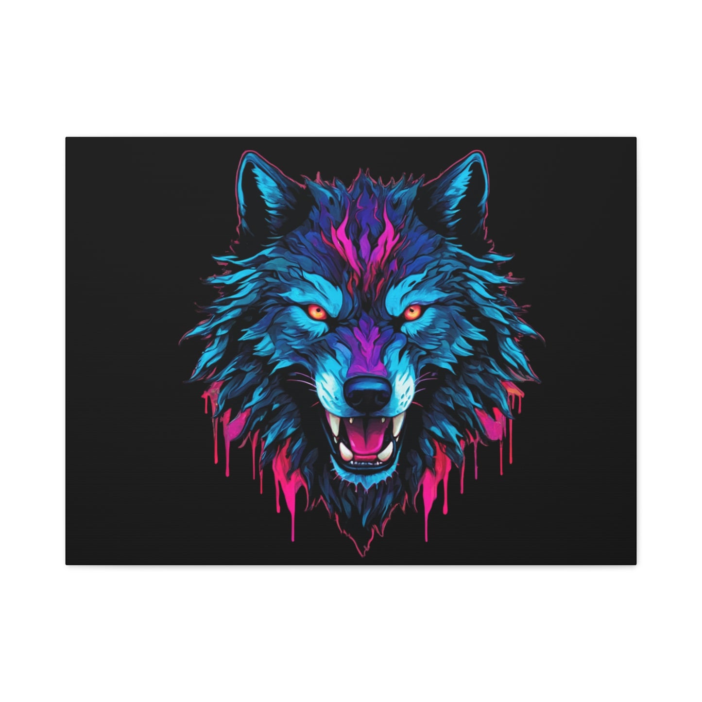 Neon Wolf Canvas Art, Colorful Wolf Wall Decor, Animal Lover Gift, Bold Home Decoration, Unique Art Print - VYBE Shop
