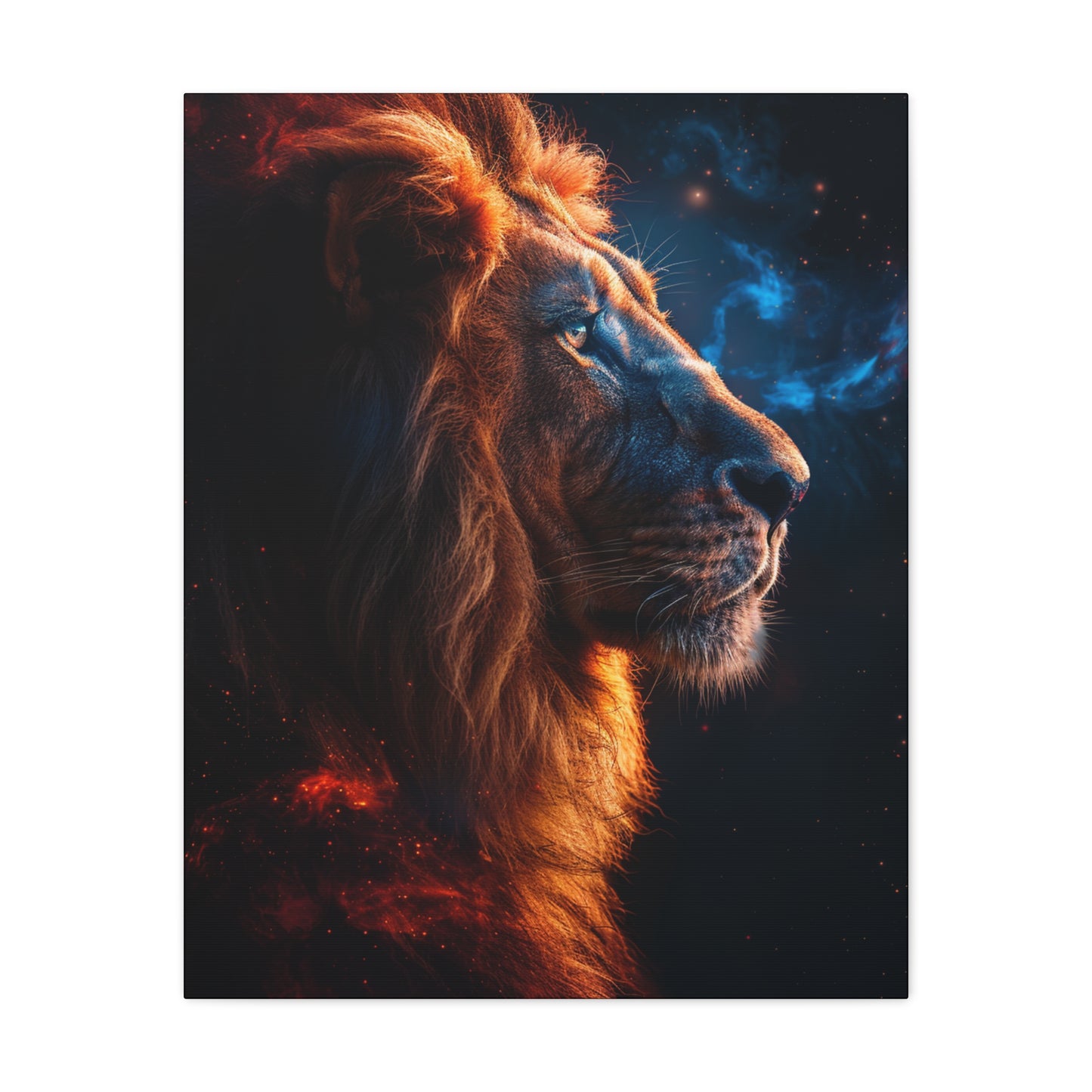 Galactic Lion Canvas Art Print, Cosmic Wall Decor, Animal Lover Gift, Unique Home Decoration, Inspirational Artwork - VYBE Shop