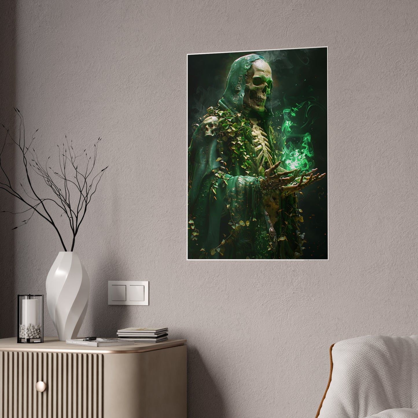 Skeleton Art Poster - Eerie Gothic Glassy Wall Art for Unique Home Decor - VYBE Shop