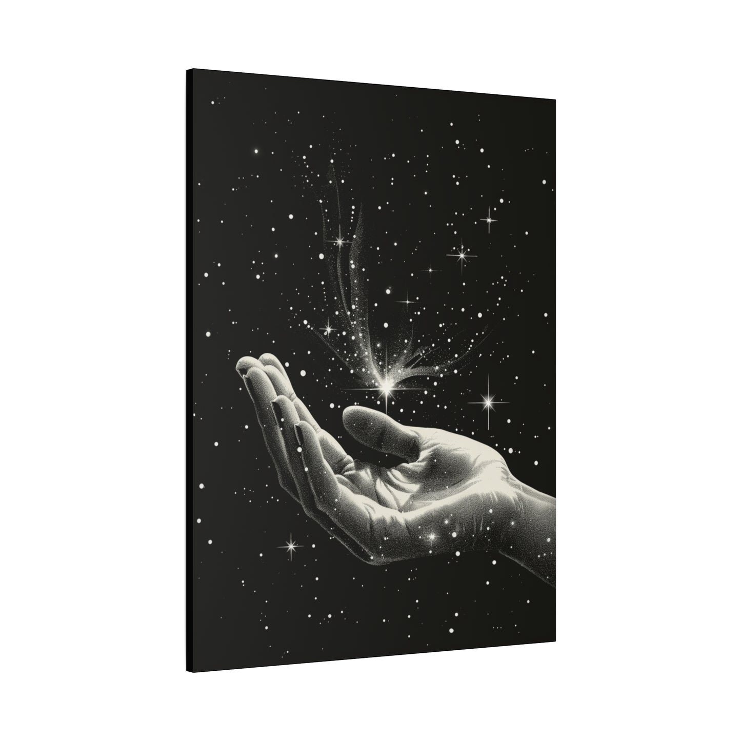 Stretched Canvas Wall Art, Celestial Hand Design, Spiritual Home Decor, Modern Art for Living Room, Gift for Space Lovers - VYBE Shop