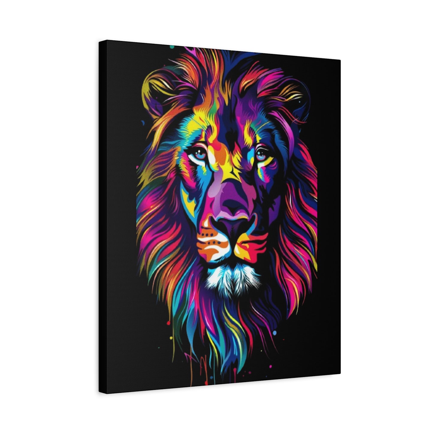 Neon Lion Art Canvas, Colorful Wall Decor, Animal Lover Gift, Home Decoration, Boho Style - VYBE Shop