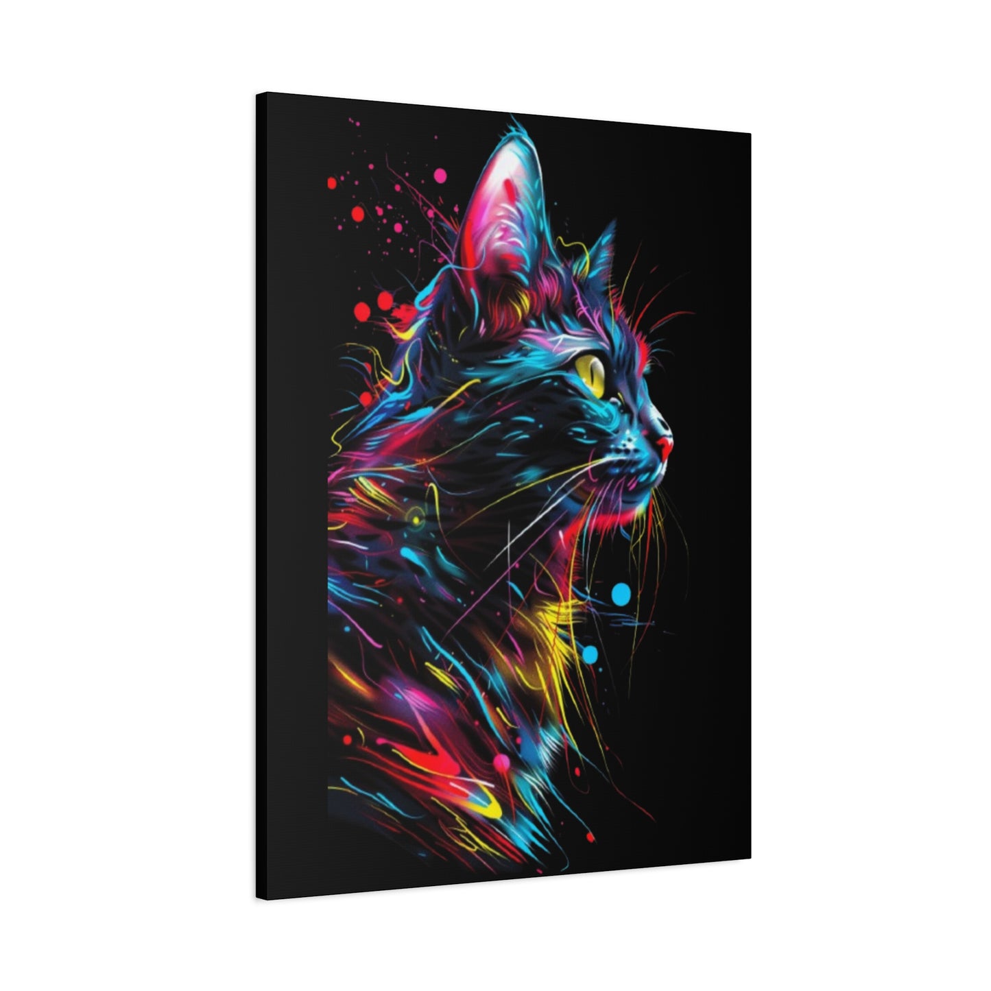Neon Cat Design Matte Canvas Framed Print - VYBE Shop