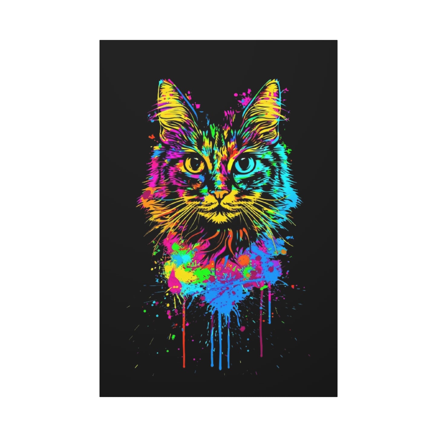 Neon Cat Design Matte Canvas Framed Print - VYBE Shop