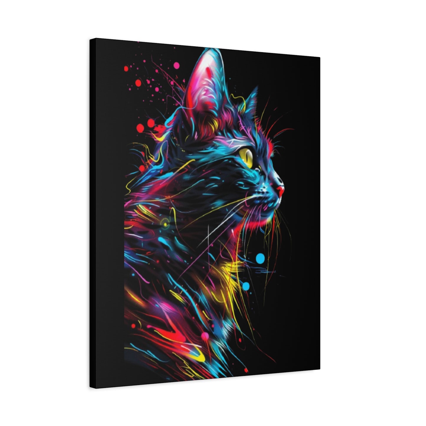 Neon Cat Design Matte Canvas Framed Print - VYBE Shop