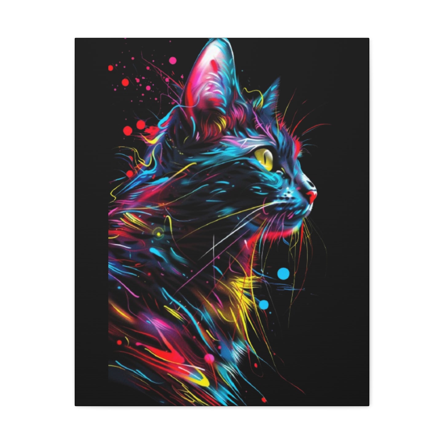 Neon Cat Design Matte Canvas Framed Print - VYBE Shop