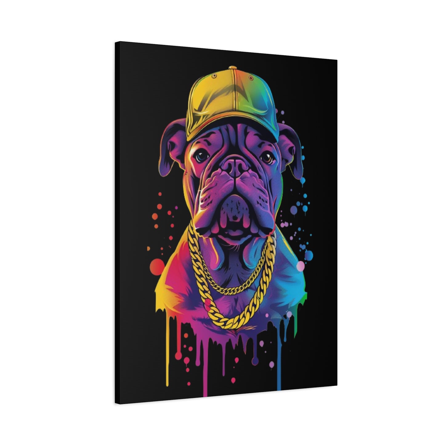 Neon Dog Portrait Canvas Art, Stretched Wall Decor, Pet Lover Gift, Funky Home Decor, Dog Themed Artwork, Unique Dog Gift - VYBE Shop