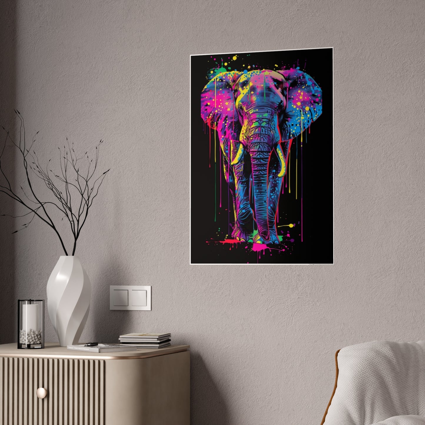 Vibrant Elephant Art Poster for Stunning Glossy Wall Decor - VYBE Shop