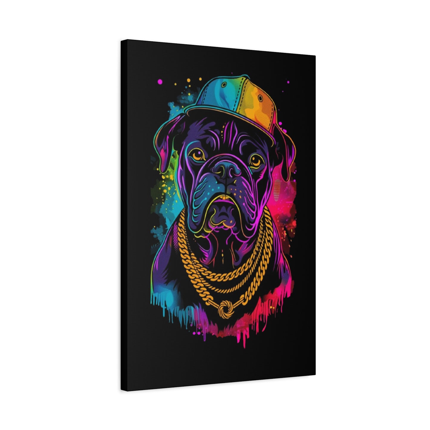Neon Dog In Chain Matte Canvas, Stretched, 1.25" - VYBE Shop