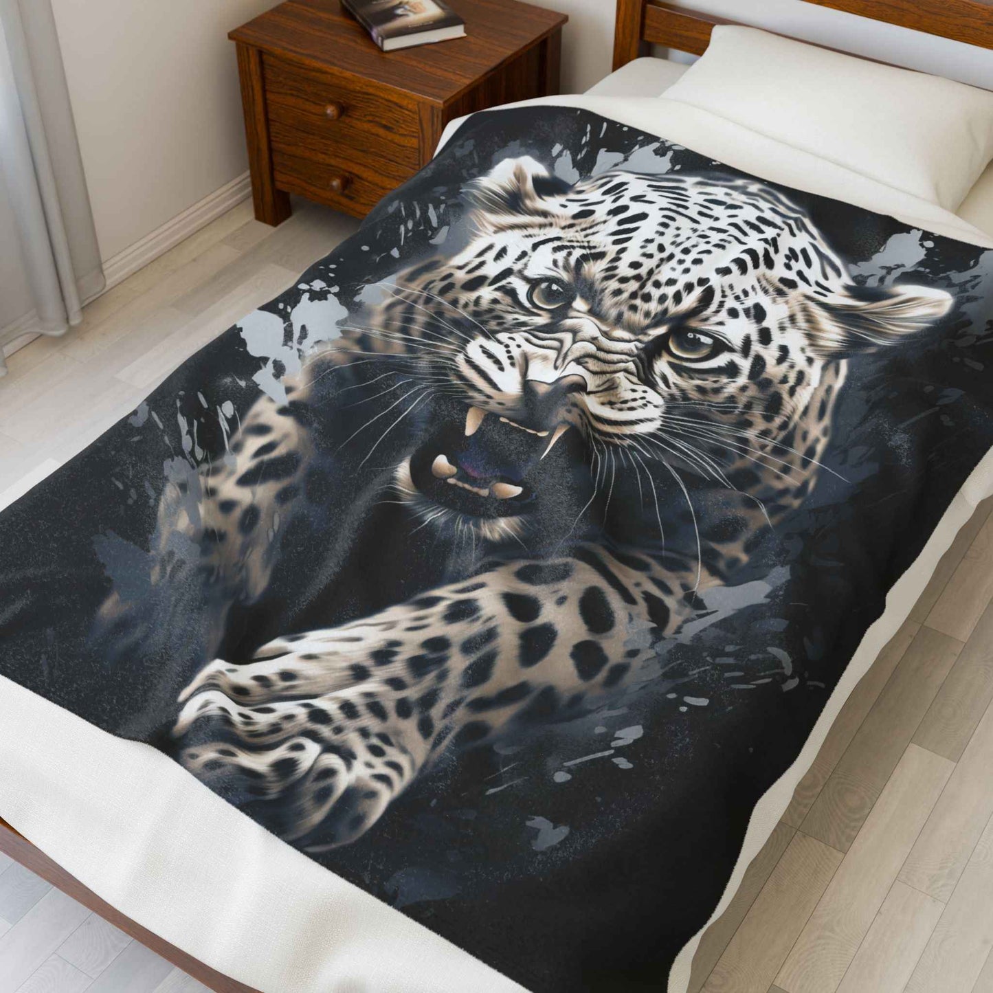 Fierce Leopard Plush Blanket