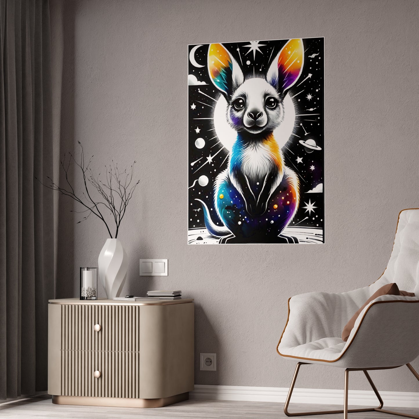 Vibrant Animal Wall Art Print, Glossy Poster of Colorful Rabbit Design - VYBE Shop