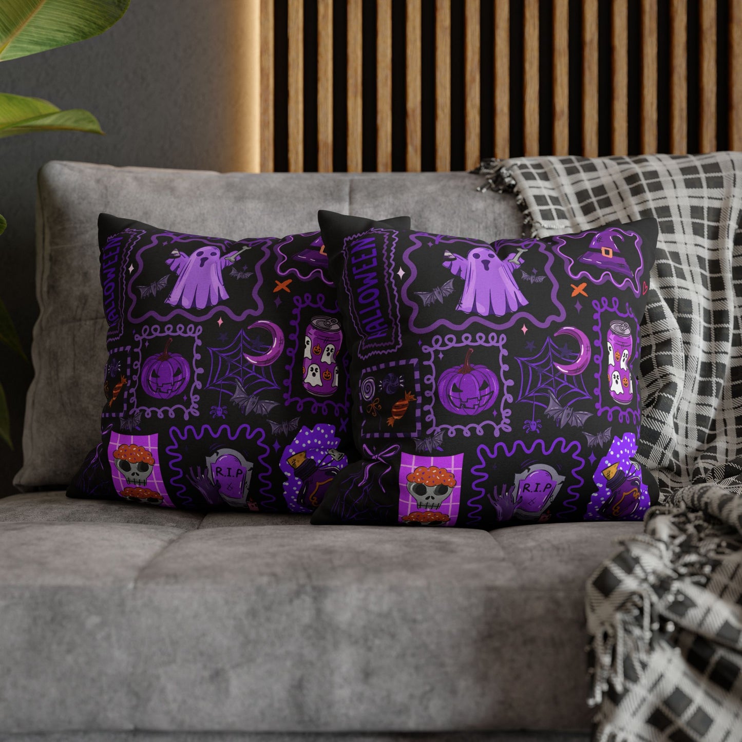 Halloween Pillowcase - Spooky Home Decor Cushion Cover with Ghost and Pumpkin Design - VYBE Shop