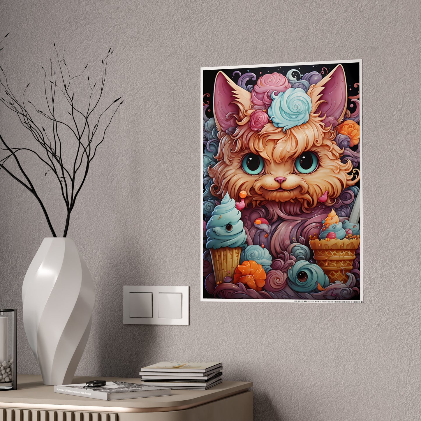 Colorful Cat Wall Art Poster - Cute Gloss Print for Vibrant Home Decor - VYBE Shop