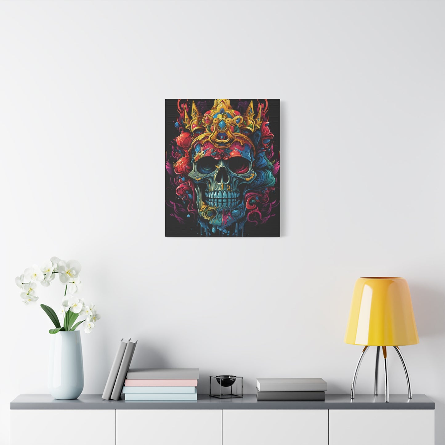 Vibrant Skull Canvas Art, Wall Decoration, Gothic Home Decor, Colorful Artwork, Unique Gift for Halloween, Artistic Wall Hanging - VYBE Shop