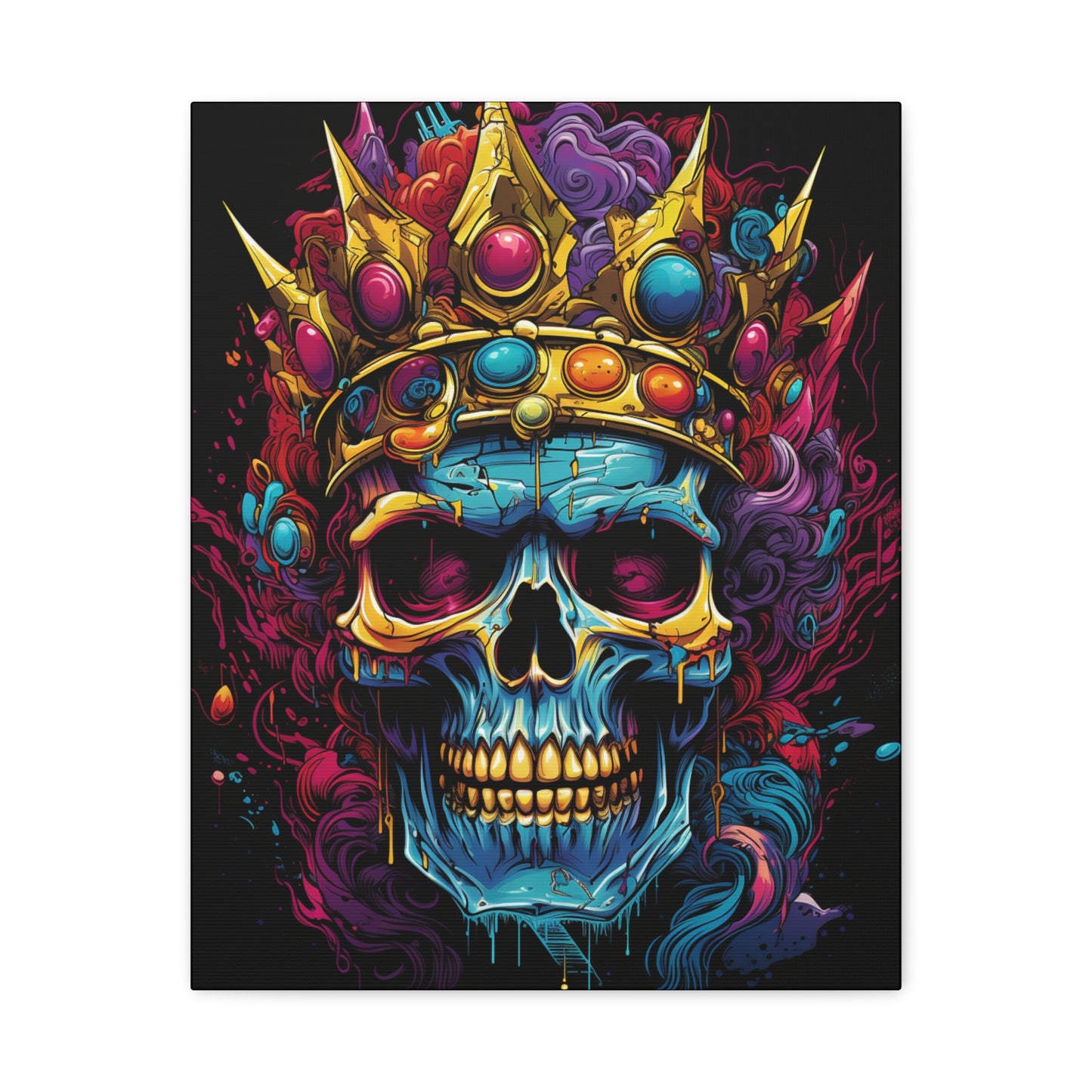Colorful Skull Canvas Art - Vibrant Home Decor, Gothic Wall Print, Edgy Gift, Halloween Decoration, Art for Music Lovers - VYBE Shop