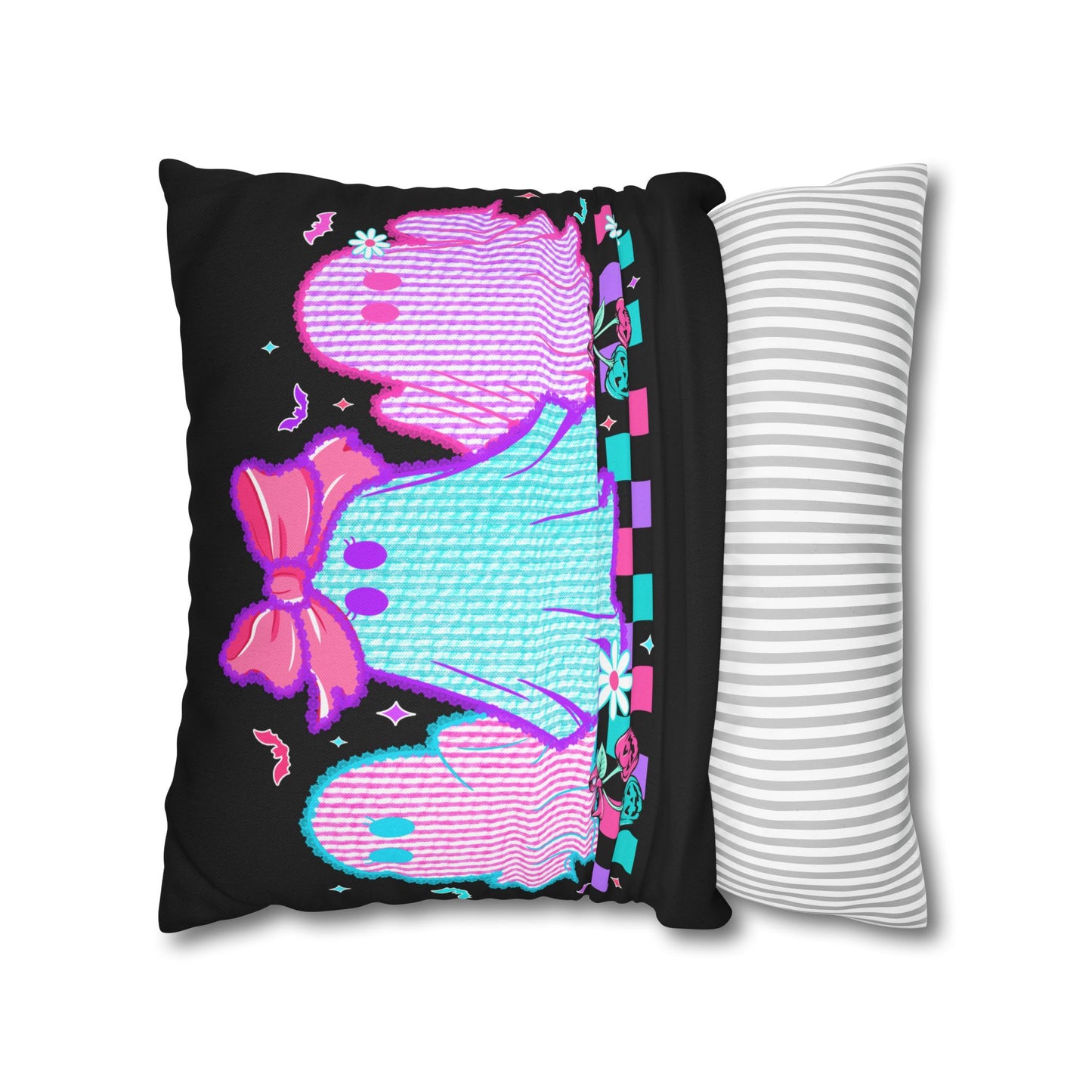 Colorful Ghost Pillowcase | Whimsical Halloween Decor, Spooky Home Accent Cushion Cover, Vibrant Ghost Design - VYBE Shop