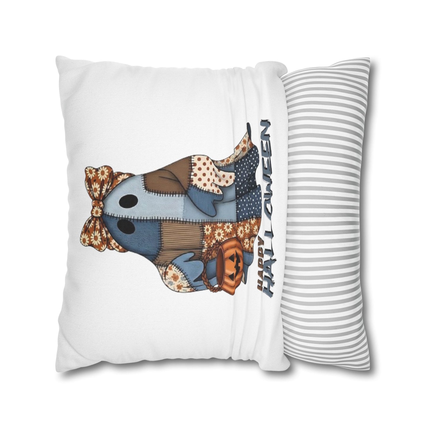 Halloween Ghost Pillowcase | Spun Polyester Cushion Cover, Fall Decor, Spooky Home, Cozy Halloween, Gift for Halloween Lovers - VYBE Shop