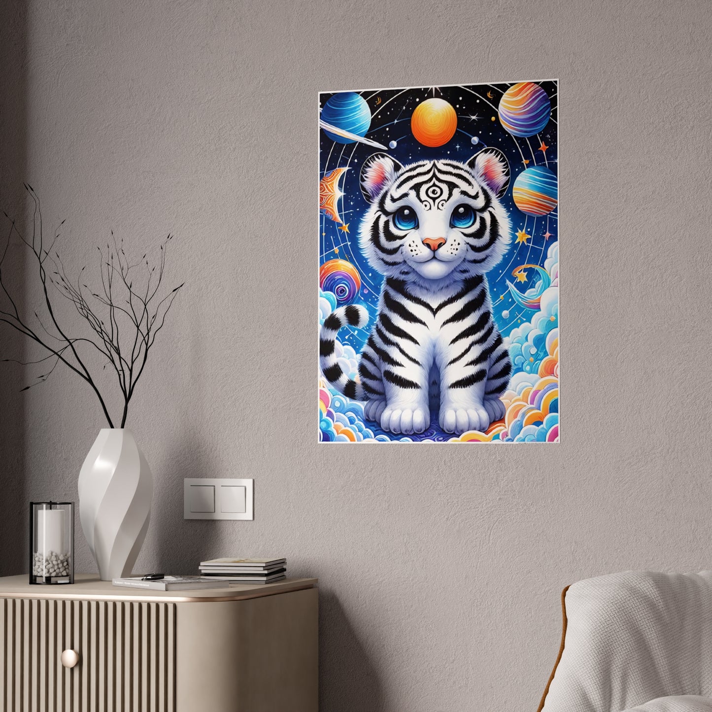 Vibrant Tiger Art - Colorful Animal Gloss Poster - VYBE Shop