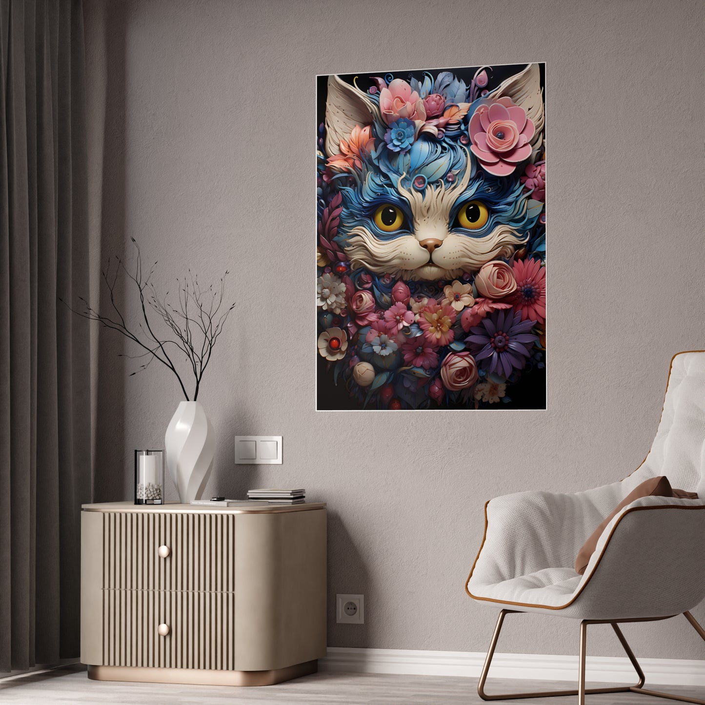 Colorful Cat Art Poster for Whimsical Wall Decor - A Perfect Home Accent - VYBE Shop