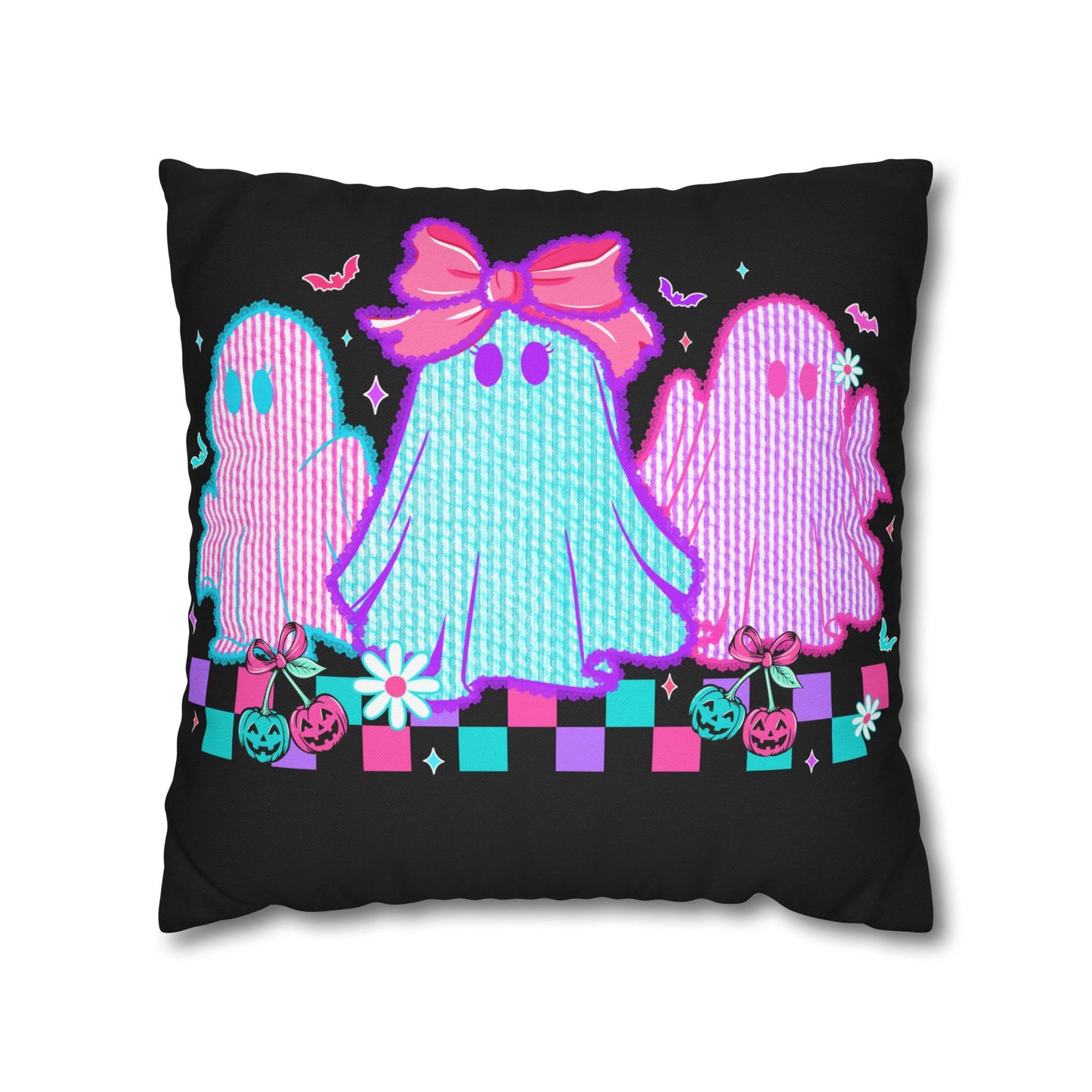 Colorful Ghost Pillowcase | Whimsical Halloween Decor, Spooky Home Accent Cushion Cover, Vibrant Ghost Design - VYBE Shop