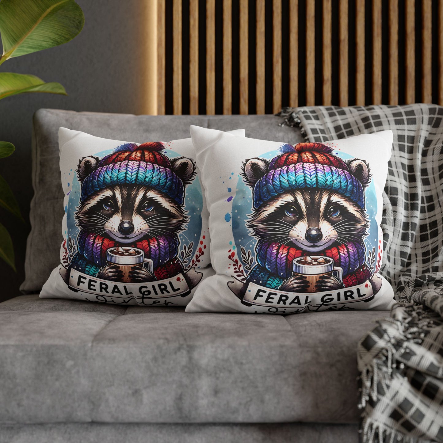 Feral Girl Winter Pillowcase - Cozy Decor for Animal Lovers, Perfect Winter Chill Vibe Home Accent Cushion Cover - VYBE Shop