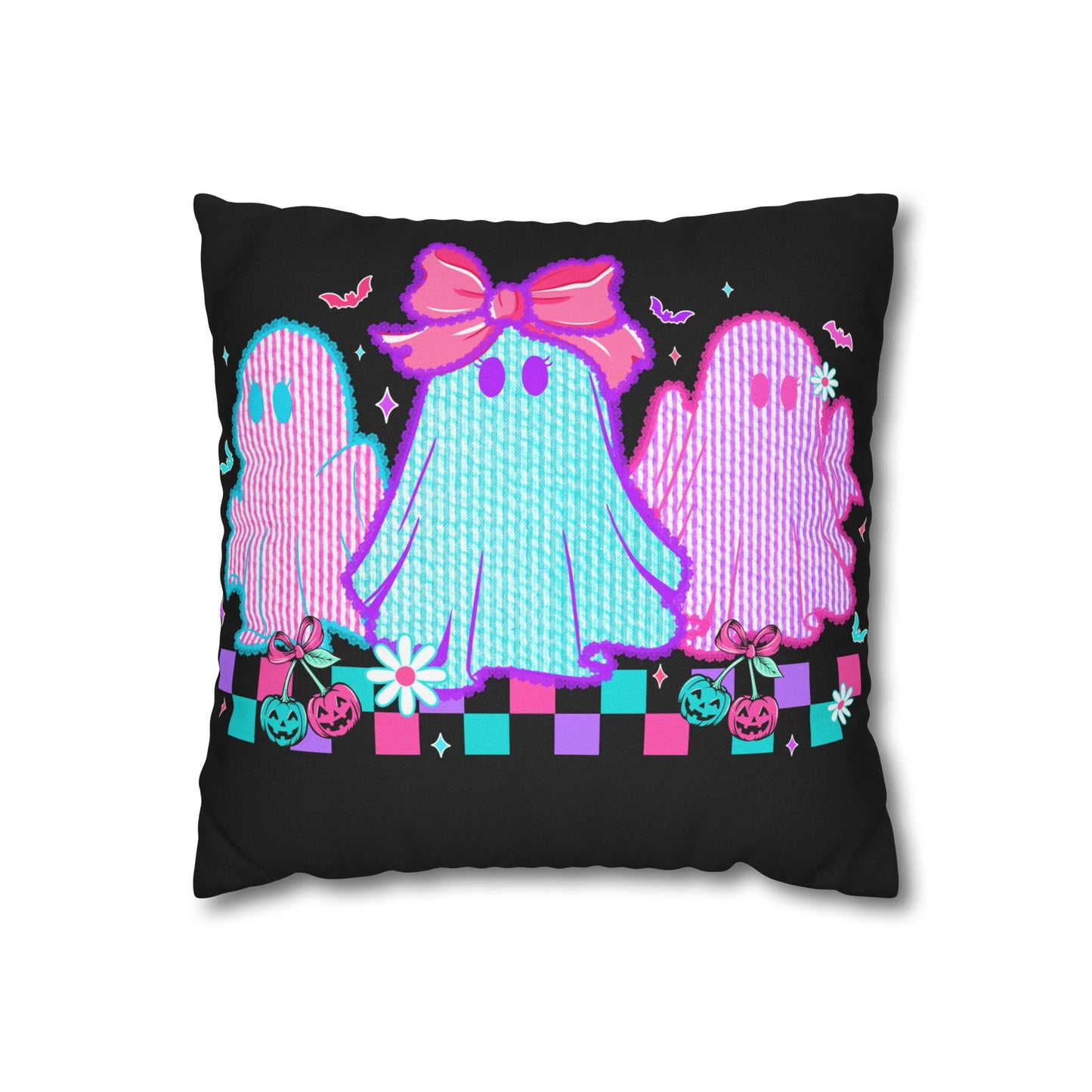 Colorful Ghost Pillowcase | Whimsical Halloween Decor, Spooky Home Accent Cushion Cover, Vibrant Ghost Design - VYBE Shop