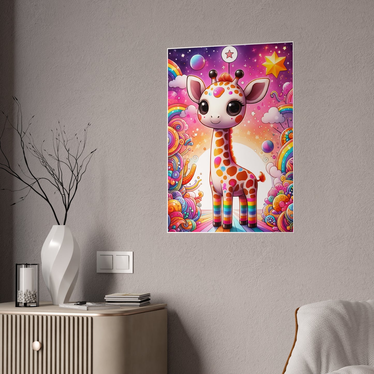 Colorful Giraffe Art Poster, Cute Wall Decor - VYBE Shop