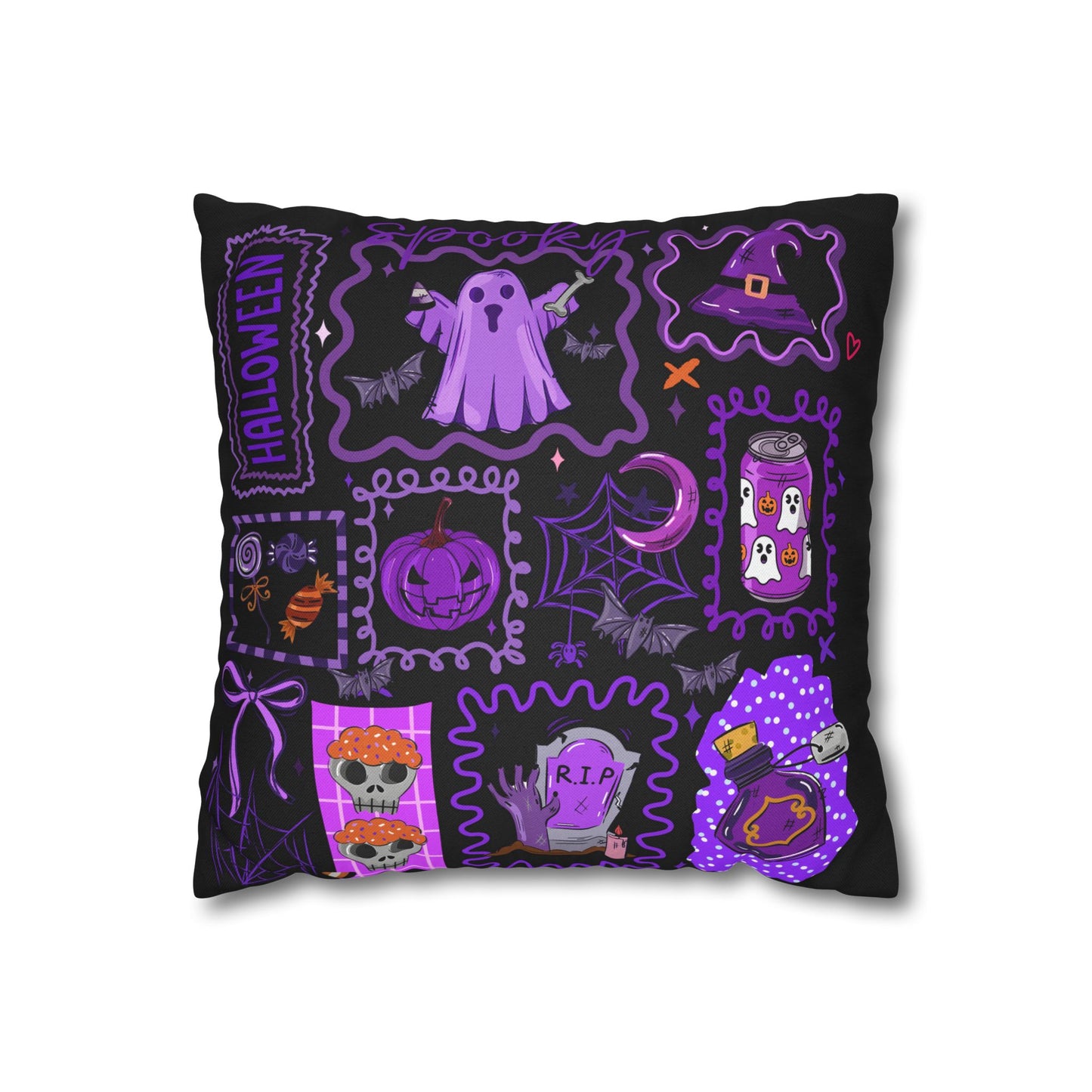Halloween Pillowcase - Spooky Home Decor Cushion Cover with Ghost and Pumpkin Design - VYBE Shop