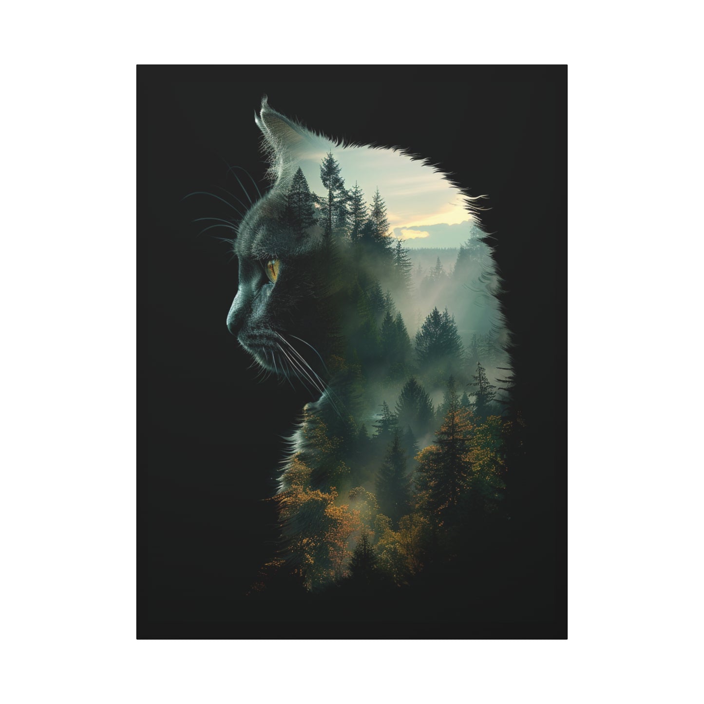 Cat Forest Matte Canvas Wall Art | Feline Home Decor, Gift for Cat Lovers, Nature Art Print, Unique Wall Decor, Cat-Themed Gift - VYBE Shop