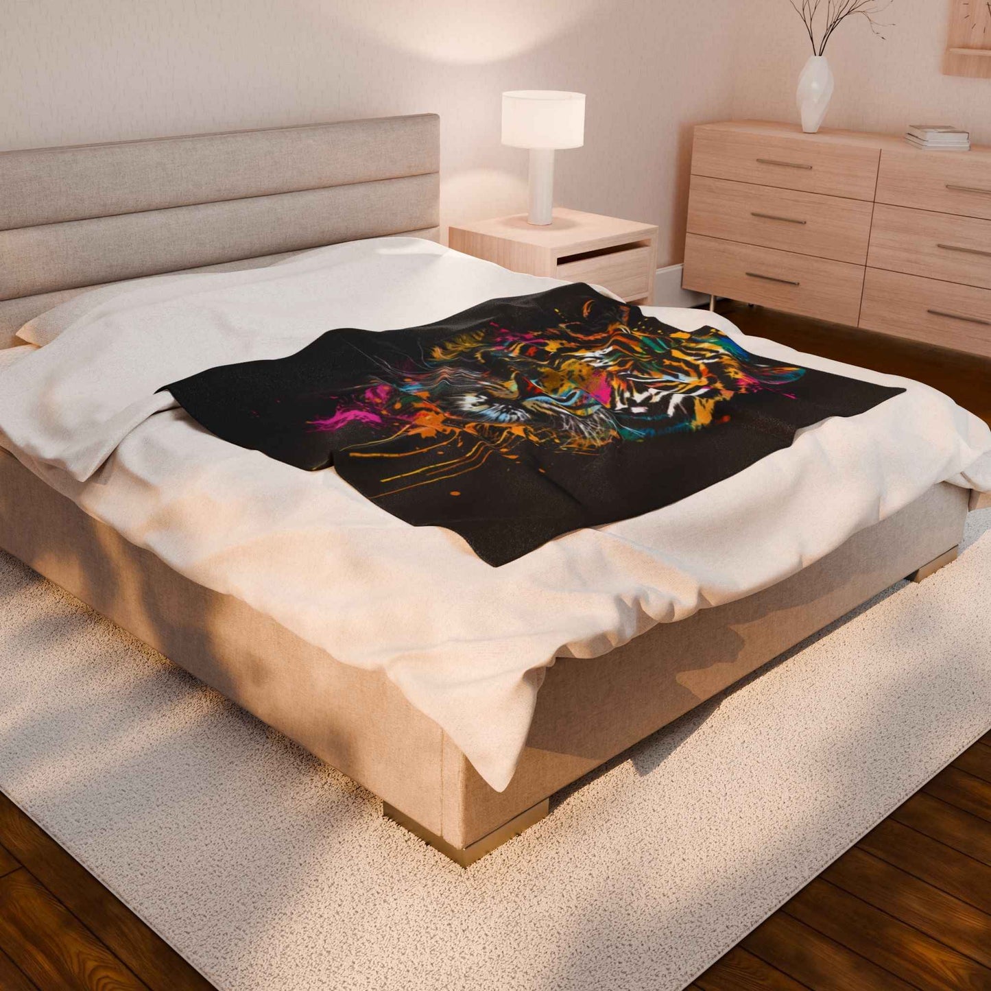 Vibrant Tiger Plush Blanket