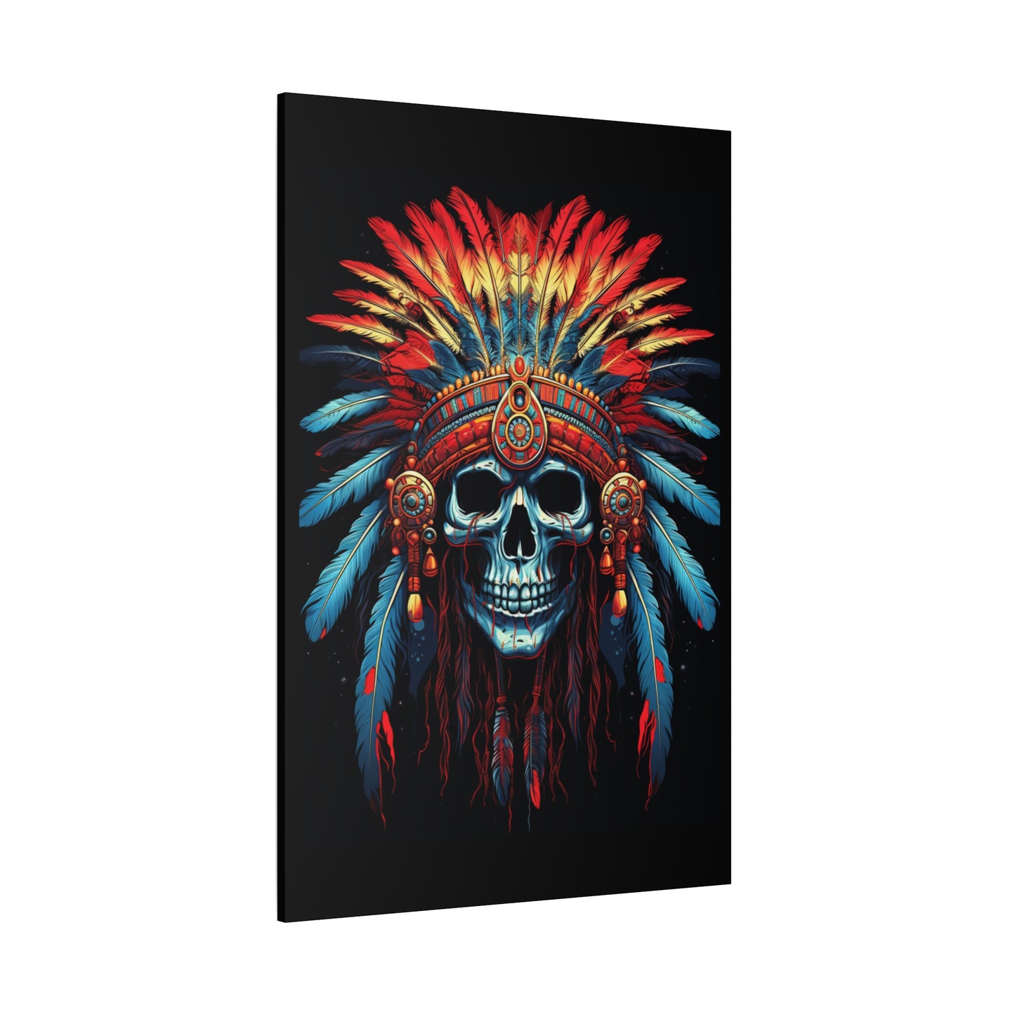 Vibrant Skull Canvas Art, Bohemian Decor, Wall Art, Home Decor, Unique Gift, Tribal Artwork, Colorful Wall Hanging - VYBE Shop
