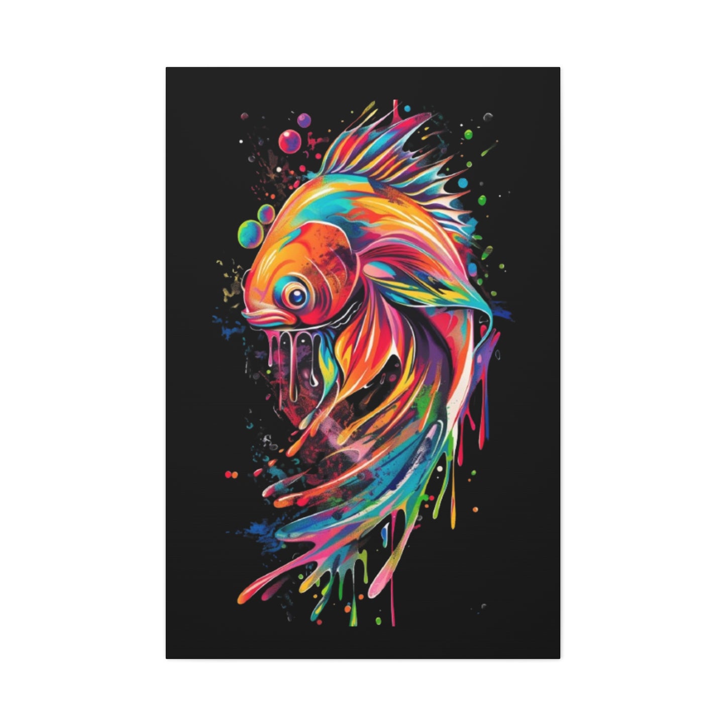 Neon Fish Canvas Art, Colorful Wall Decor, Artistic Home Accent, Gift for Fish Lovers, Unique Ocean Decor, Bright and Cheerful Wall Art - VYBE Shop
