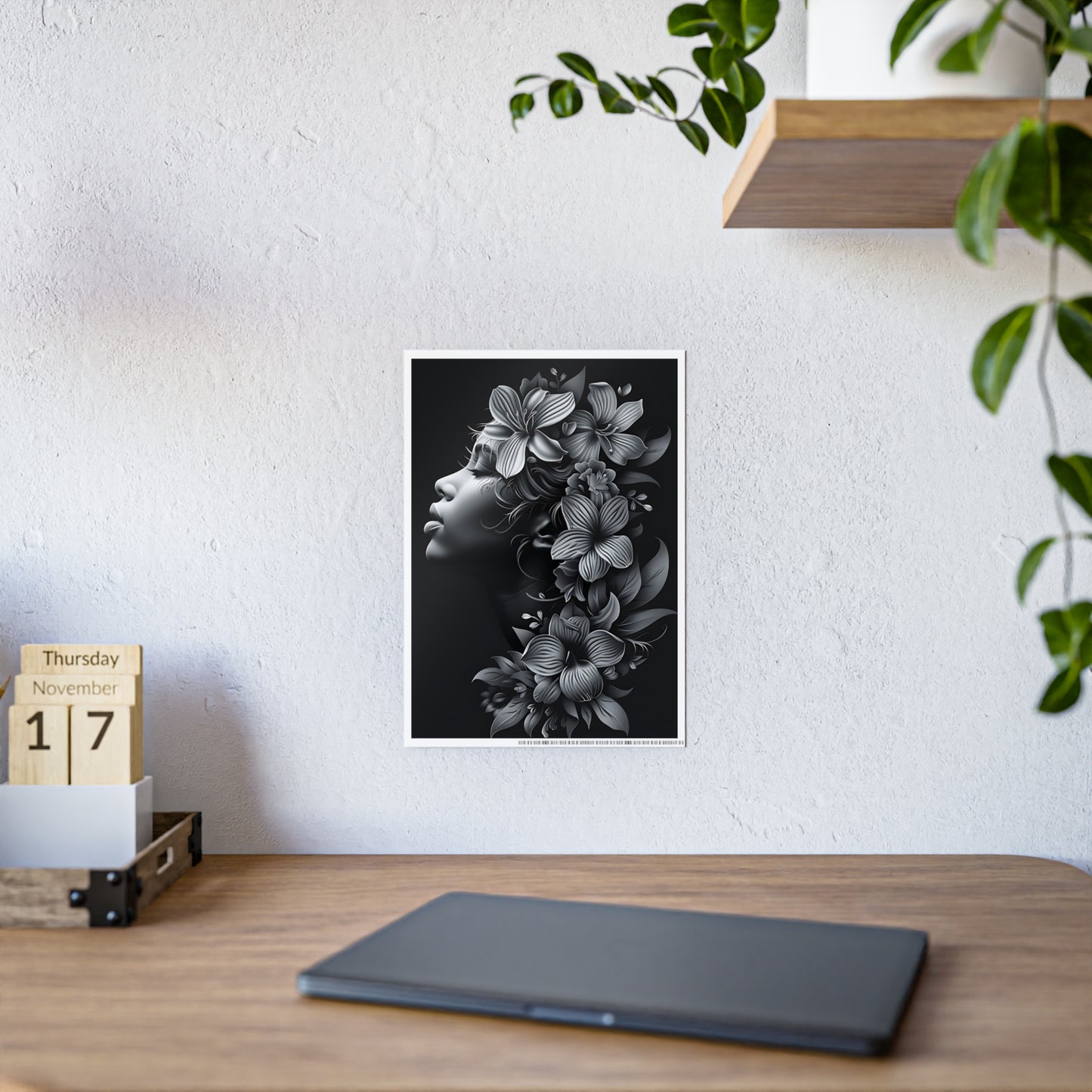 AfroArt Floral Portrait Poster - Elegant Floral Portrait Gloss Wall Art Print - VYBE Shop