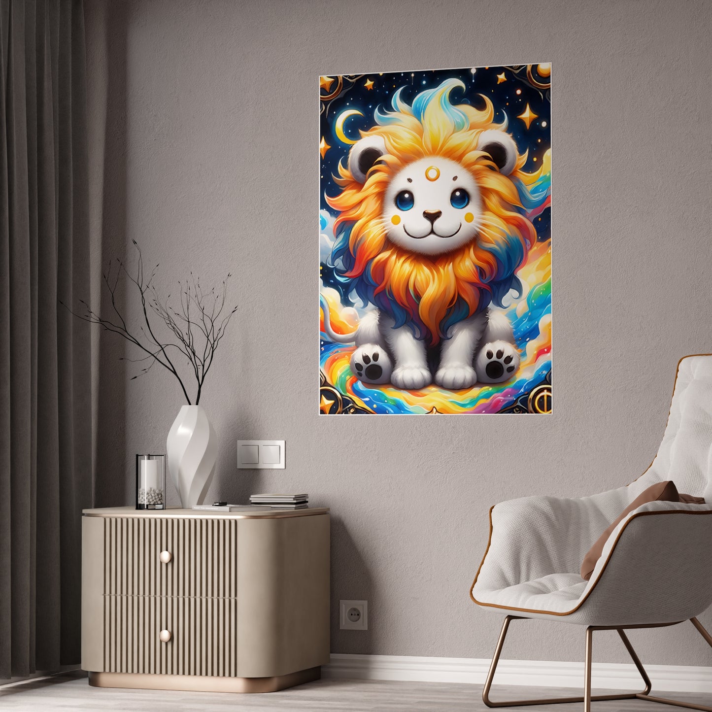 Cute Lion Wall Decor - Colorful Art Gloss Poster for Vibrant Home Decor - VYBE Shop