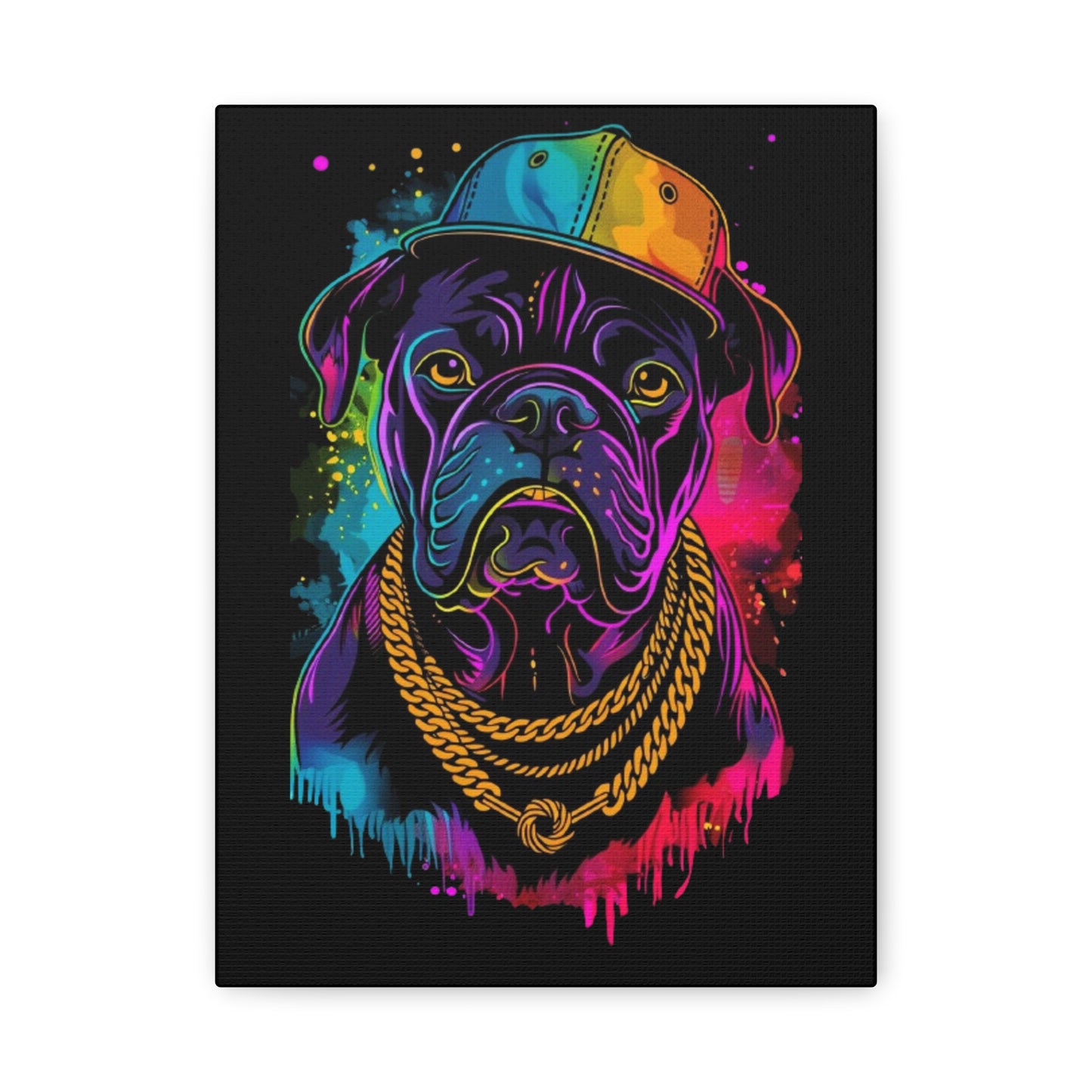 Neon Dog In Chain Matte Canvas, Stretched, 1.25" - VYBE Shop