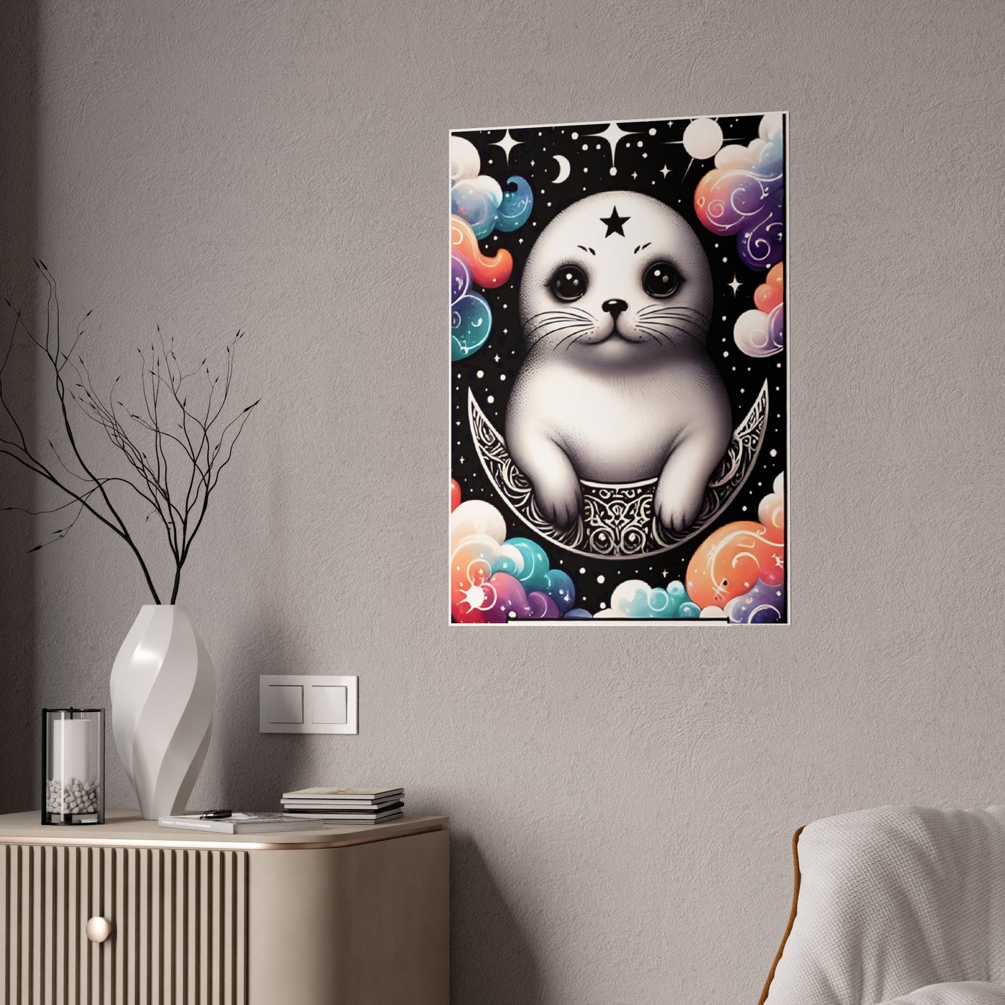 Whimsical Seal Poster, Cute Animal Decor - VYBE Shop