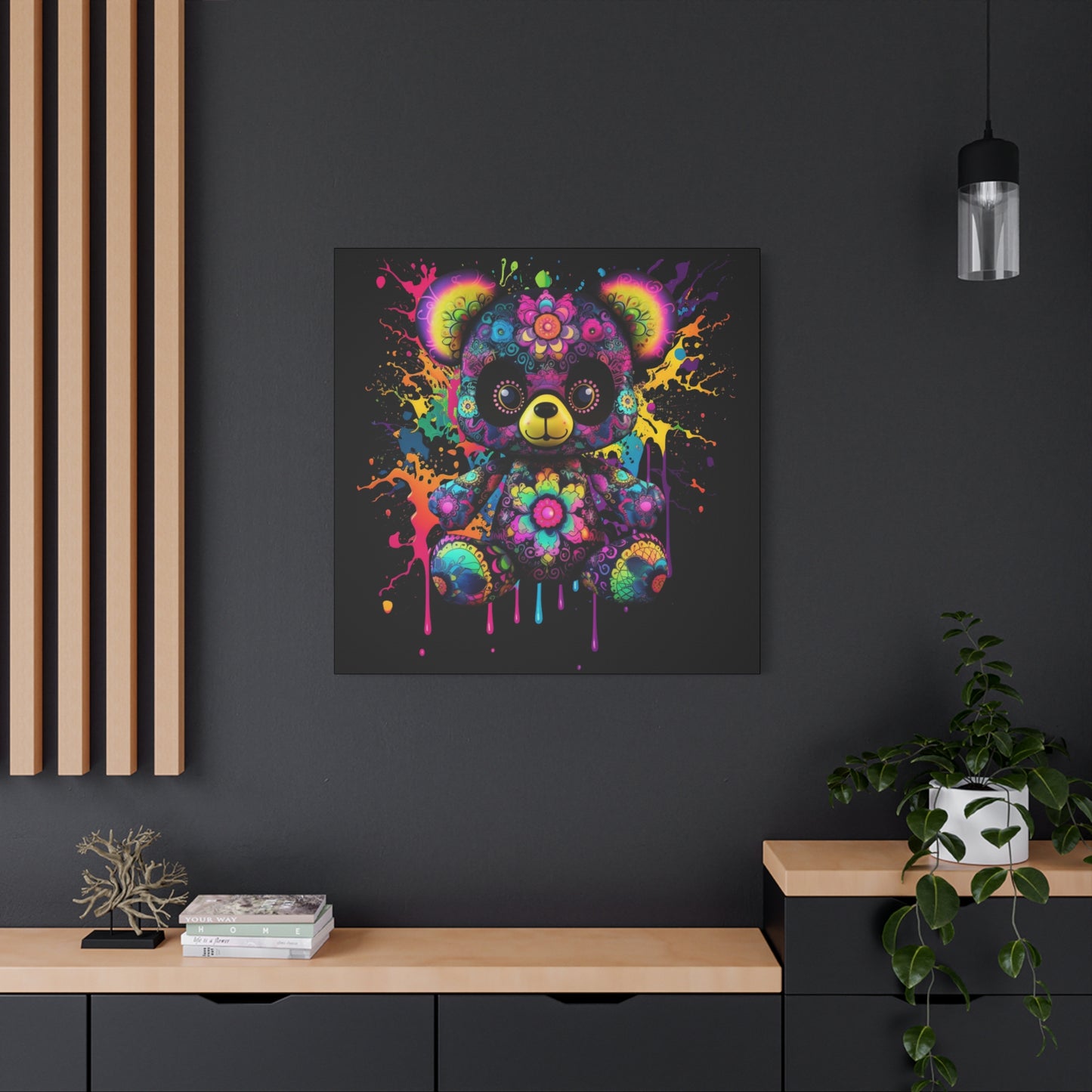 Artistic Bear Canvas Wall Art, Colorful Bear Decor, Playful Room Decor, Unique Gift for Kids, Nursery Wall Hanging - VYBE Shop