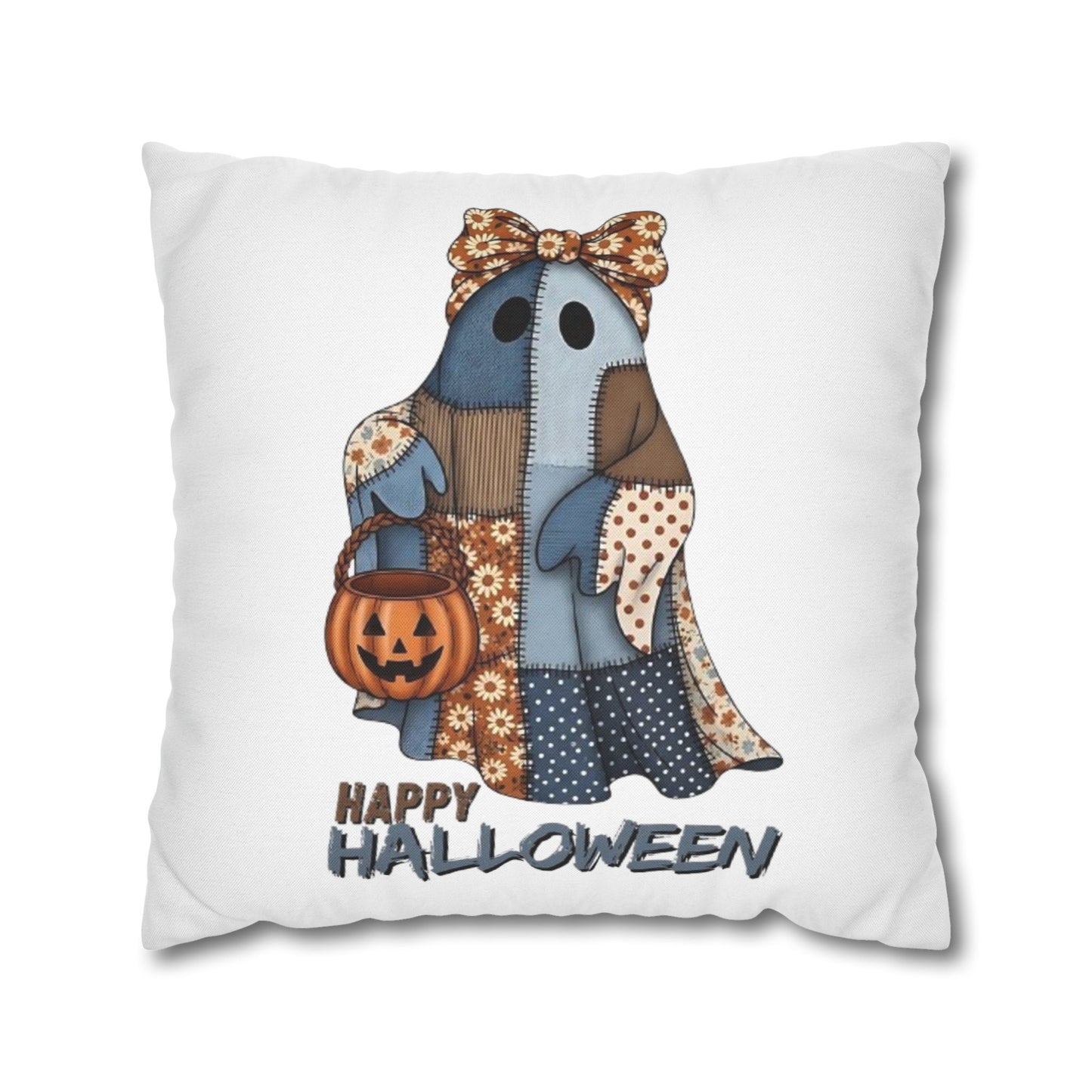 Halloween Ghost Pillowcase | Spun Polyester Cushion Cover, Fall Decor, Spooky Home, Cozy Halloween, Gift for Halloween Lovers - VYBE Shop