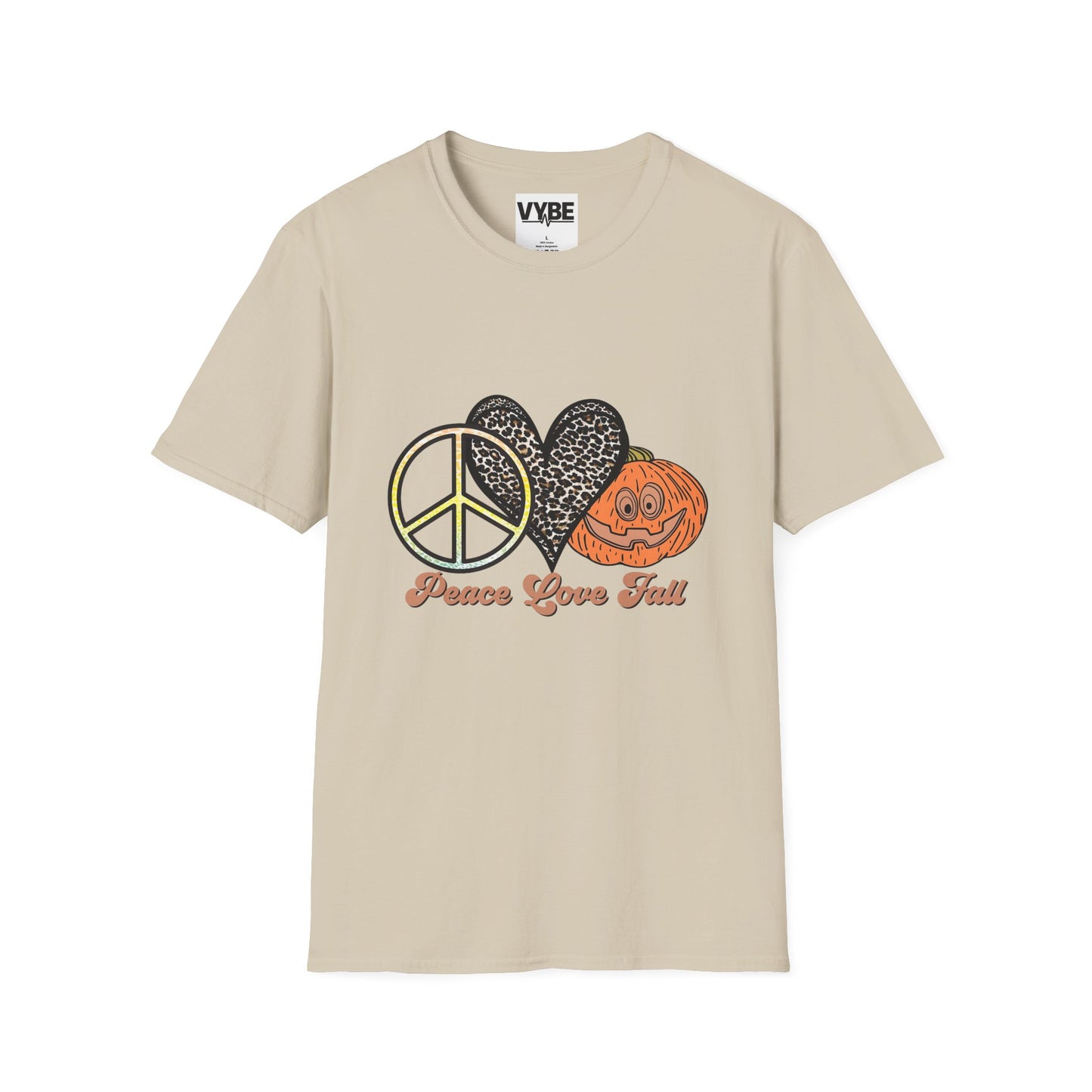 Fall- Vibes Unisex T-Shirt - Peace Love Fall, Autumn Tee, Halloween Shirt, Cozy Casual Wear, Gift for Pumpkin Lovers - VYBE Shop