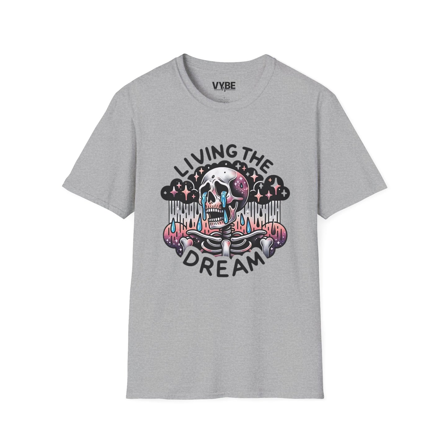 Funny- Living the Dream Skull Graphic T-Shirt - VYBE Shop