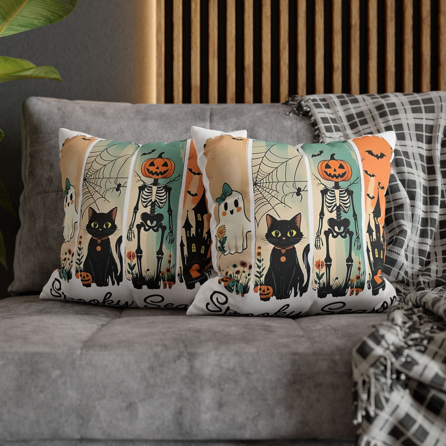 Halloween Pillowcase - Cozy Fall Decor with Cat and Ghost Design, Perfect for Autumn and Spooky Season Gifts - VYBE Shop