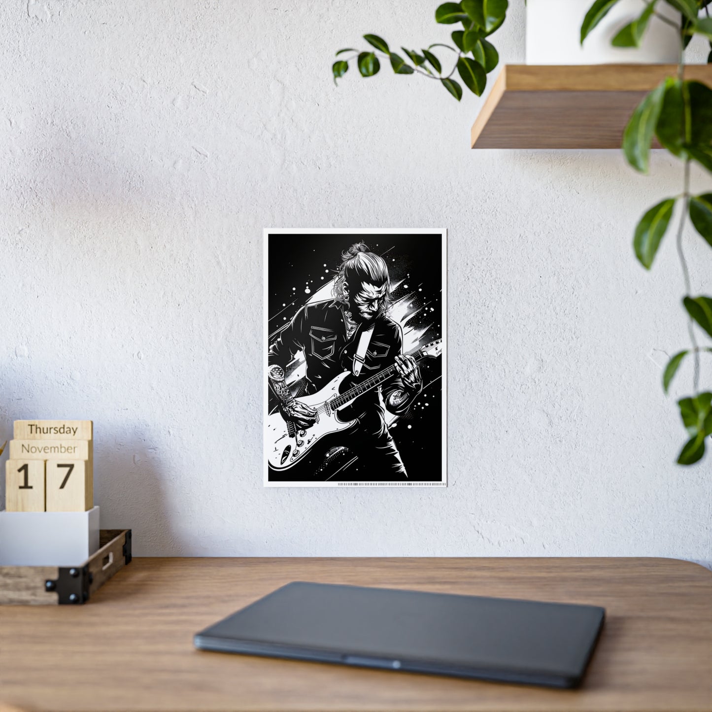 Rock Rockstar Gloss Poster - Rock Music Wall Art Décor, Black and White Art Print for Musicians, Aesthetic Living Room Gift - VYBE Shop