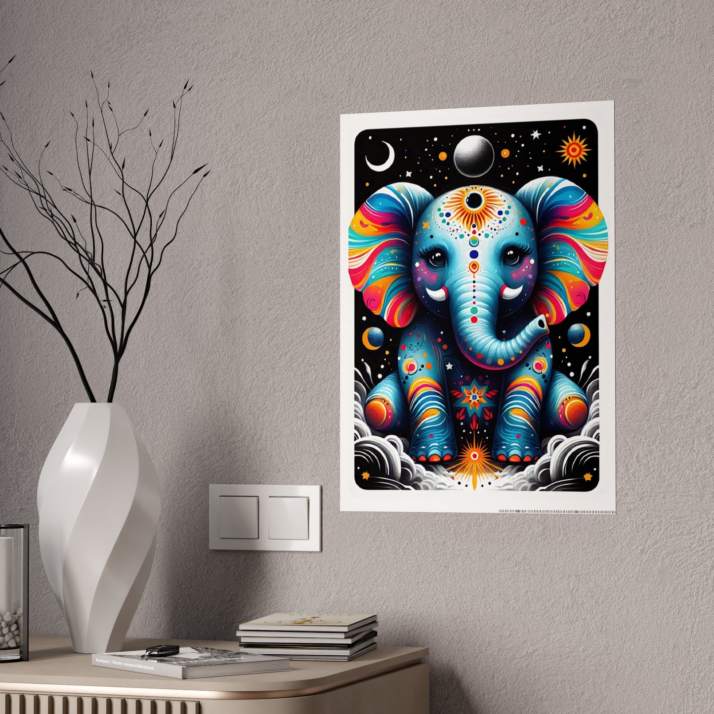 Vibrant Elephant Art Poster, Glossy Wall Decor - VYBE Shop